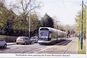 31 Nottingham tram passing Forest Recreation Ground